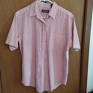 🌷‼️5/$20 Lands End Short Sleeve Red Stripe Top Medium 12-14